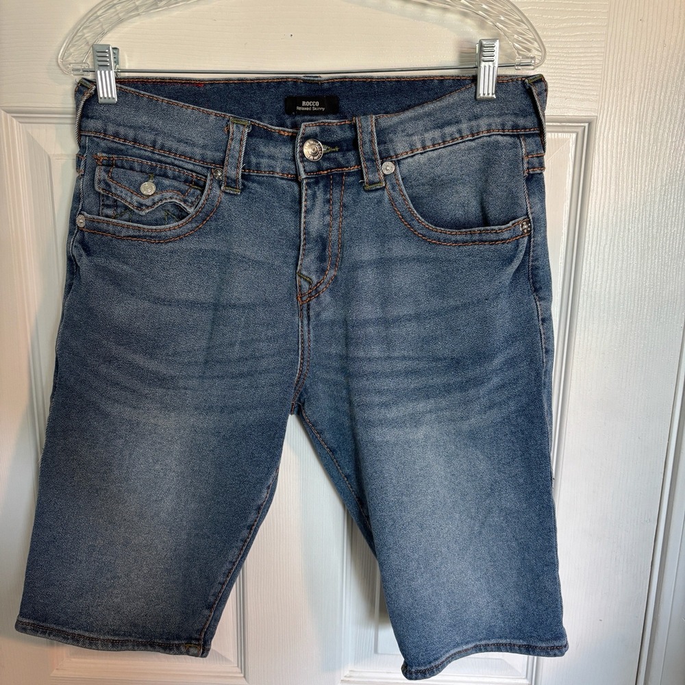 True Religion Men's Rocco Casual Relaxed Skinny Medium Wash Denim Shorts 30 - Picture 2 of 15